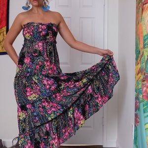 Free people floral strapless maxi dress